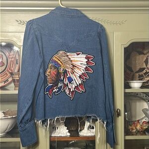 Kittenish large denim top ( over coat ) button up